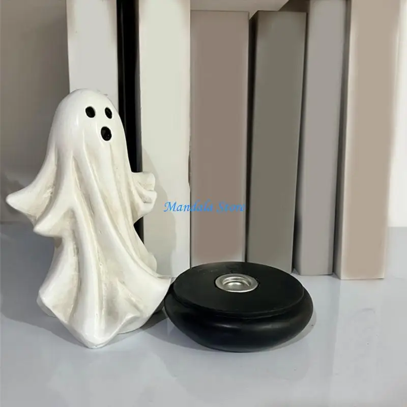 

U2JC Halloween Resins Ghostly Figure Incenses Holder Burners Decors for Holiday Party Meditations Home Decoration Ornament