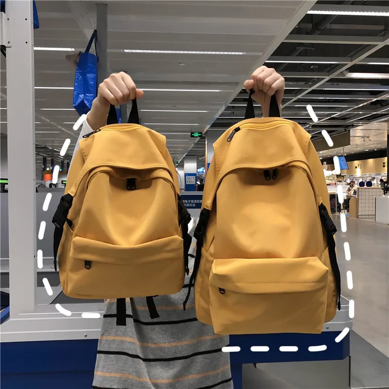 

Fashionable Pure Color Nylon Backpack Women's High School Lightweight Backpack College Students Double Shoulder Bag Pet Friendly