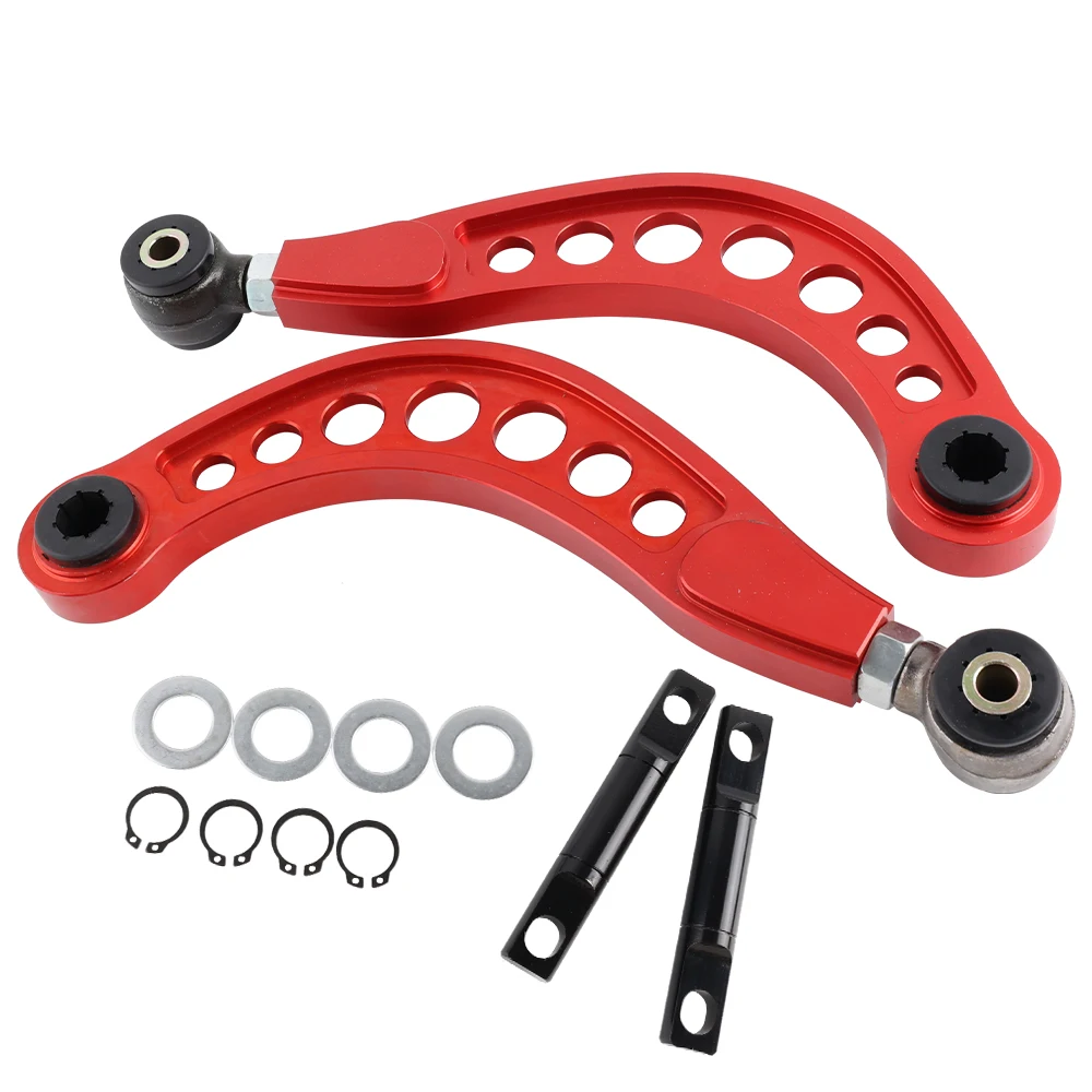 AOSU New High Quality Red Adjustable Aluminum Rear Upper Camber Control Arm Kit for for 1.8L/2.0L 2006-2015 Models