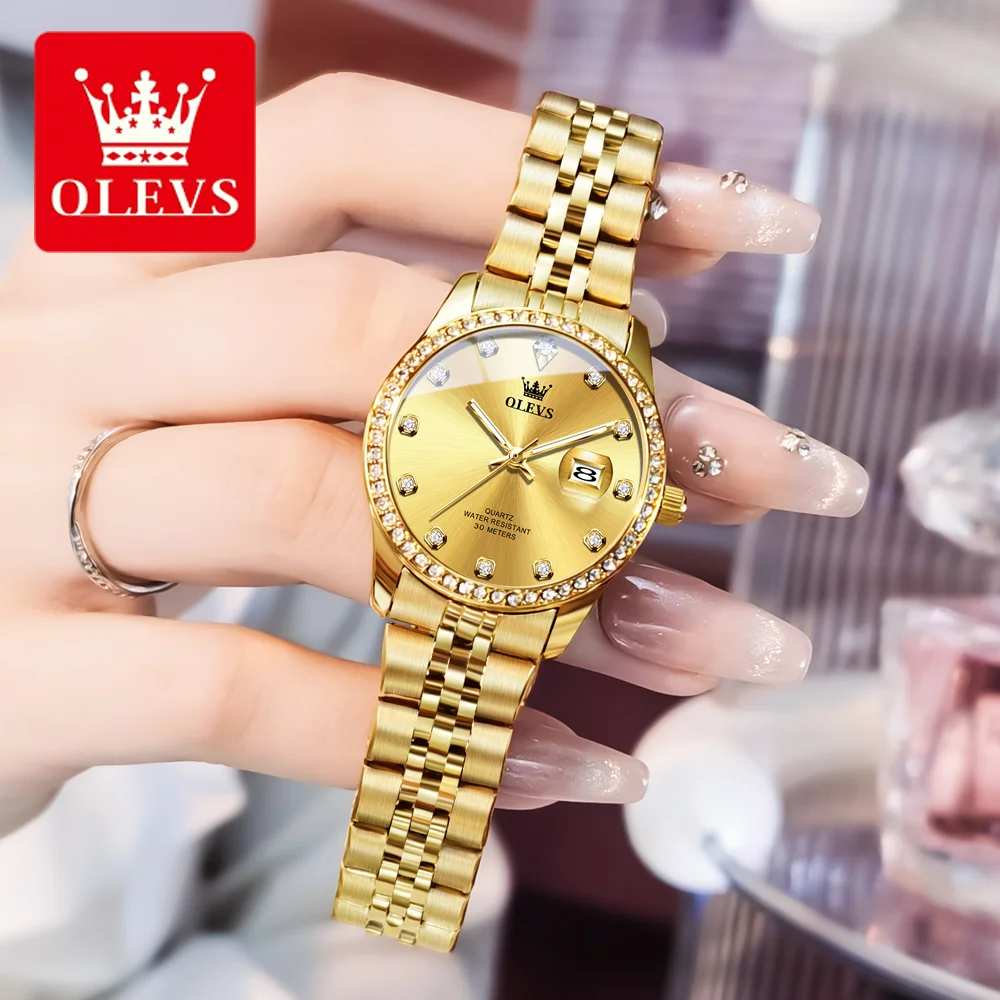 OLEVS Top Luxury Elegant Watch for Women Waterproof Luminous Date Ladies Watch Stainless Steel Quartz Women's Watches Girl Reloj