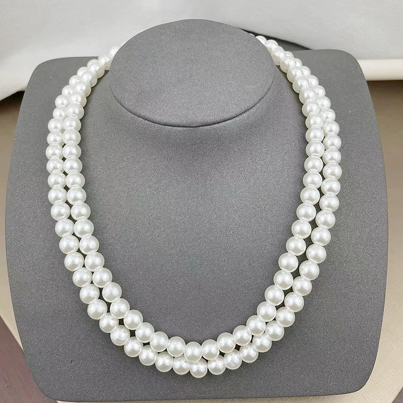 fnaf 2 rupee item Y2k Pearl Necklaces Women Electro Galvanized Collares Girl 2 Layer White Pearl Beads Choker Necklace 목걸이