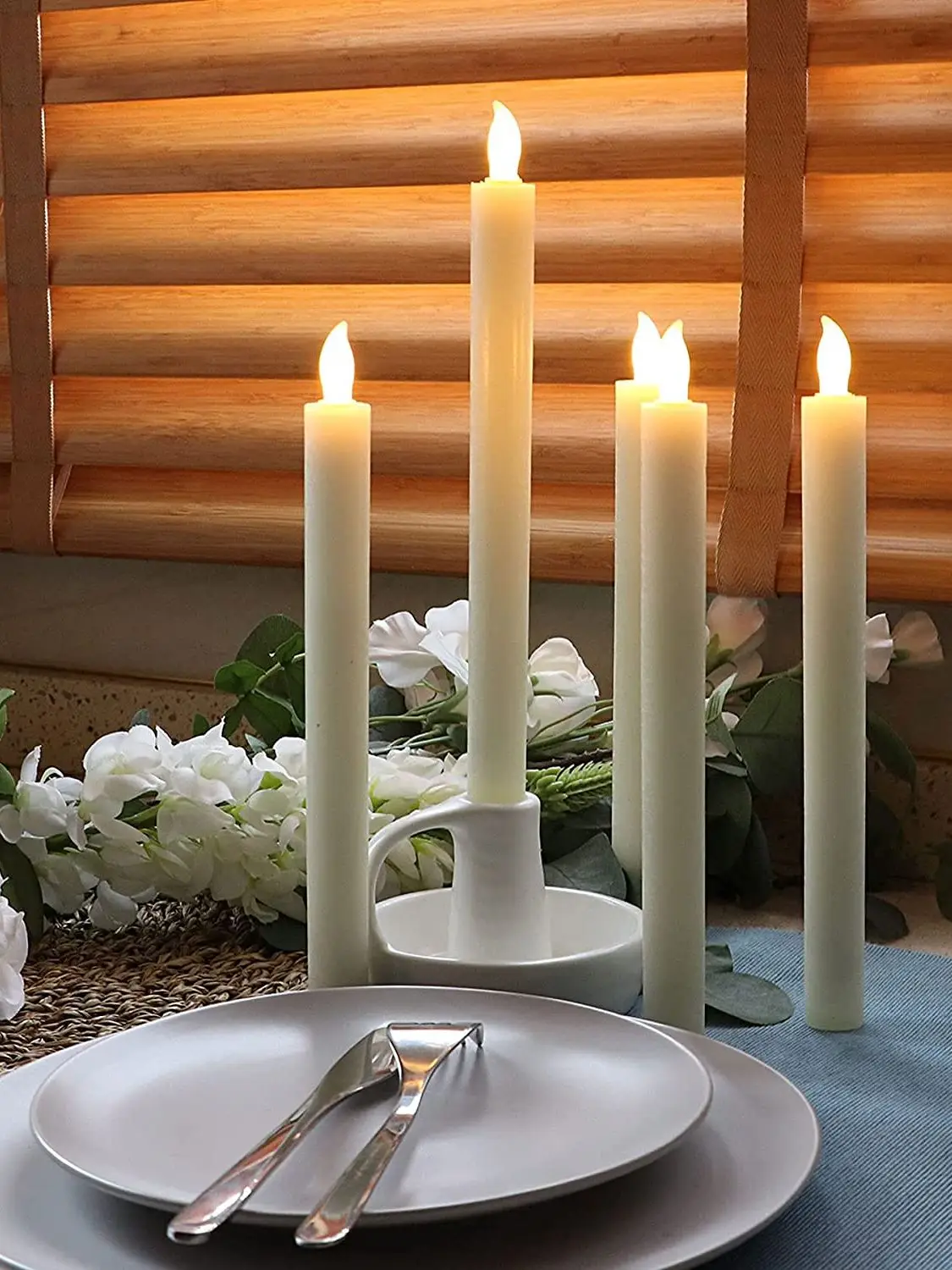 

Battery operated Flameless Led taper candle lamp Candlestick Home Wedding Xmas Holiday Bar party table Decoration-25.5cm(H)