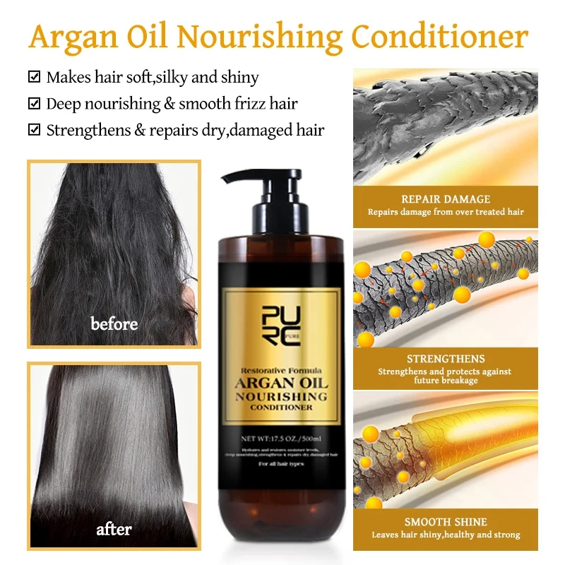 PURC Morocco Argan Oil Hair Serum Smoothing Shampoo Conditioner And Repair Hair Mask Sets Scalp Treatment Hair Care