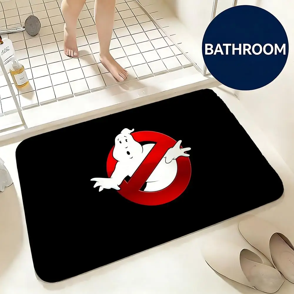 Soft Flannel Floor Mat Movie Ghostbusters Floor Mat Non-Slip Absorbent Doormat Bathroom Bedroom Home Decor Rug