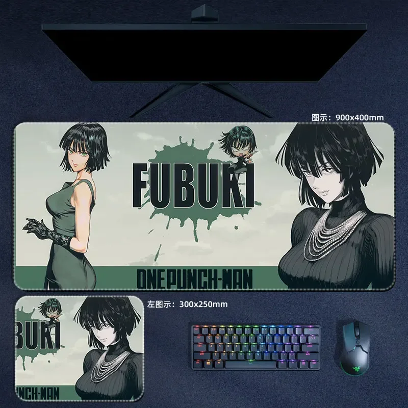 One Punch Man Mouse Pad Anime Saitama Genos Tatsumaki Fubuki Large XXL Pu Mousepad Computer Keyboard Pad Accessories Desk Mat