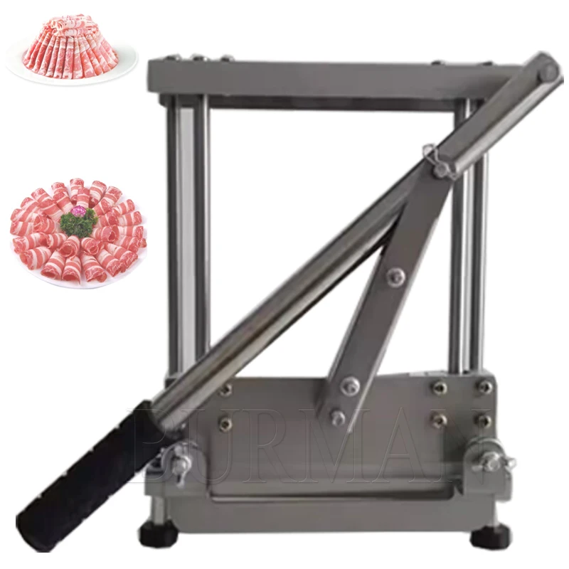 

Kitchen Frozen Meat Slicer Manual Stainless Steel Beef Mutton Rolls Slicing Machine