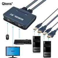 2 Ports USB 2.0 HDMI-compatible VGA DVI KVM Switch PC Monitor Keyboard Mouse Share Switcher Splitter Box with Remote Controller