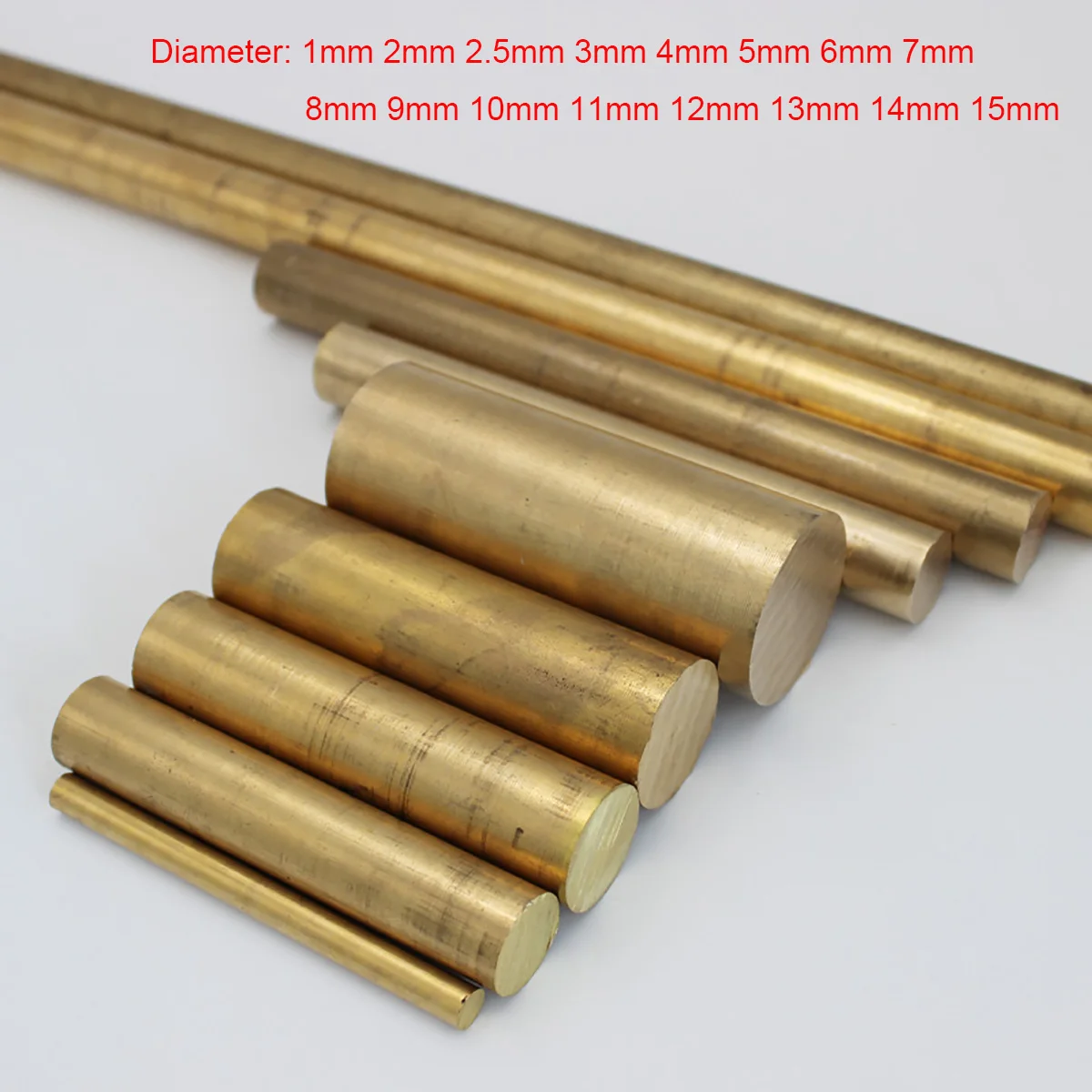 Solid H59 Brass Round Bar Lathing Metal Bar Rod Length 200 / 500mm Diameter 1/2/2.5/3/4/5/6/7/8/9/10/11/12/13/14/15mm
