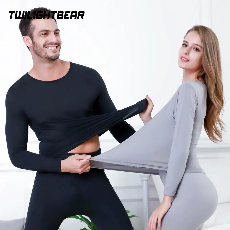 

Winter Thermal Underwear Men Women First Layer High Elastic Warm Lovers Seamless Underwear Set Long Johns 3XL AF350