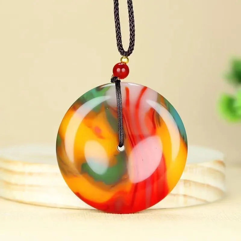 

Natural Colored Jade Safety Buckle Pendant, Classic Simple Necklace Jewelry Explosion (random Pattern Rope)