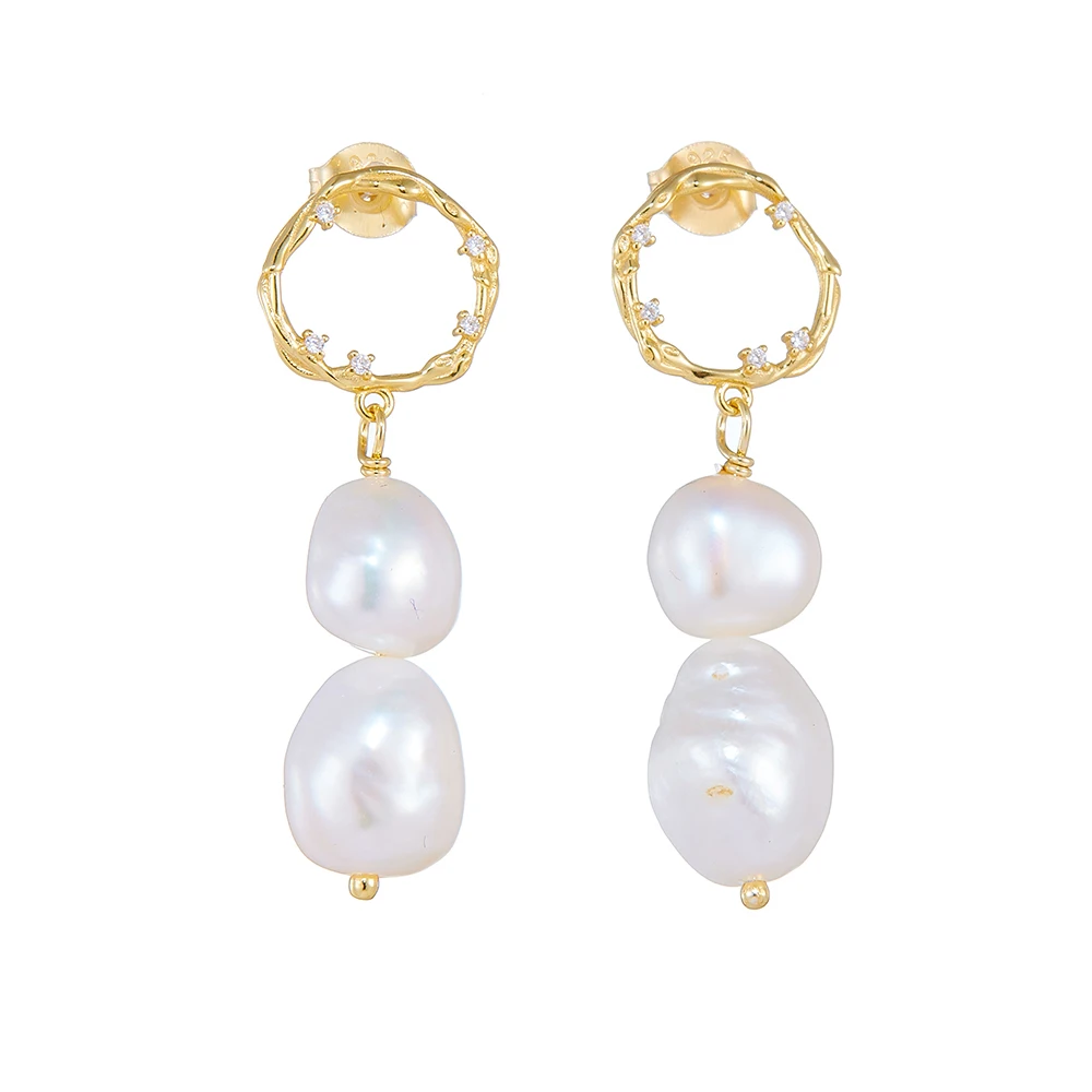 

S925 Sterling Silver French Vintage Baroque Freshwater Pearl Earrings Women Unique Design Versatile Jewelry High-End Feel