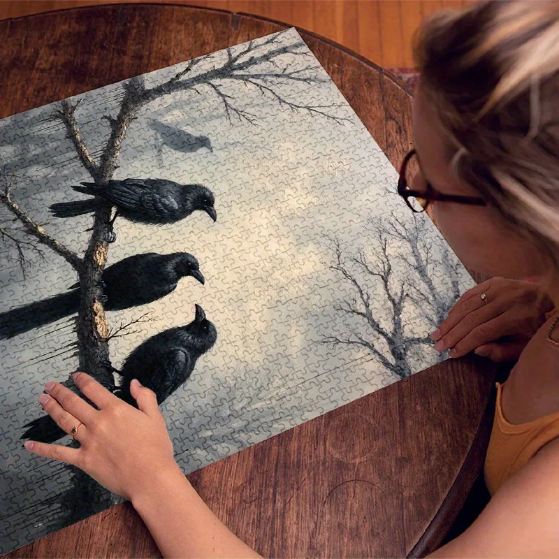 1000 قطعة من أحجية الصور المقطوعة لتجميع الغراب - ألغاز ورقية متقدمة ومقاومة للماء والخدش للبالغين، والمتعة العائلية، وحمالة الصدر