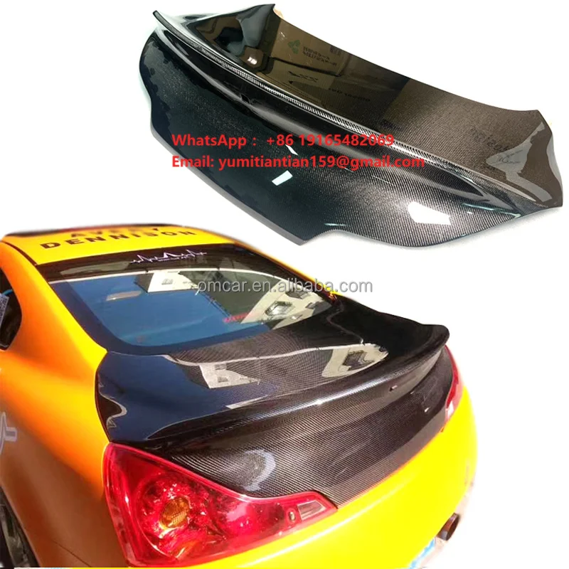 Car Accessories for Infiniti G37 Carbon Fiber Dcuktail Style Rear Trunk Cover for G25 G37 2 Door Coupe Boot Lid Tailgate Cover
