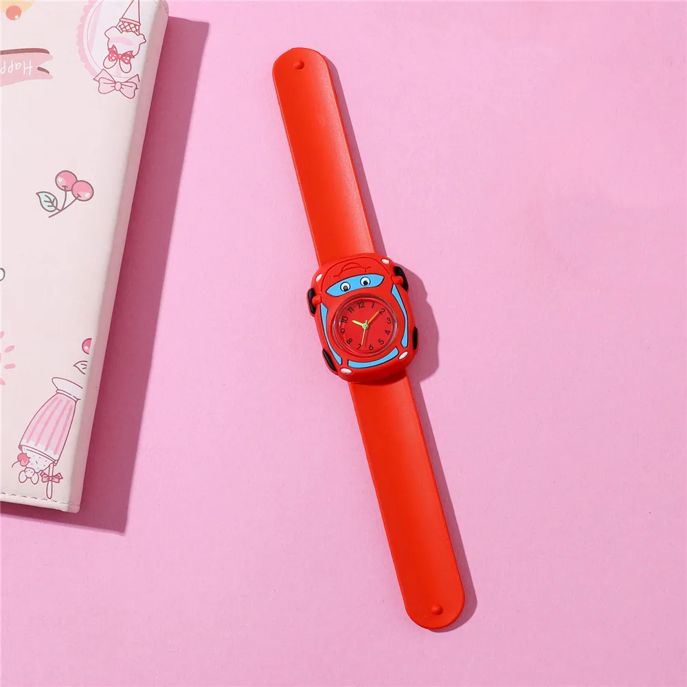 3D Patterns Red Car student Watch Boy Girls Kid wristwatch Soft Silicone Band