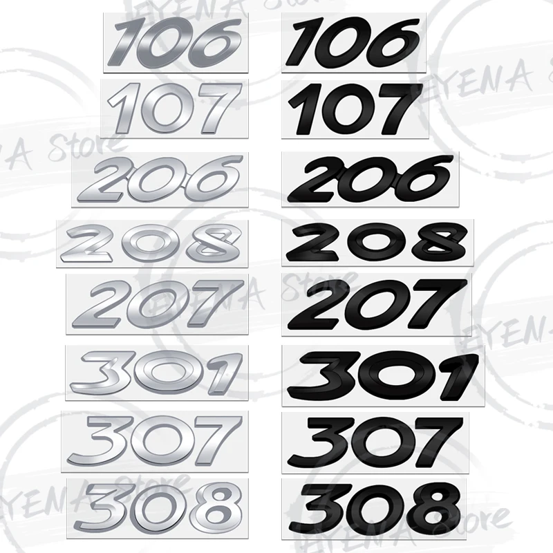 For 206 308 307 301 208 207 106 107 Logo GT Line Lettering Metal Badge Stickers Car Rear Trunk Body Emblem Auto Accessories