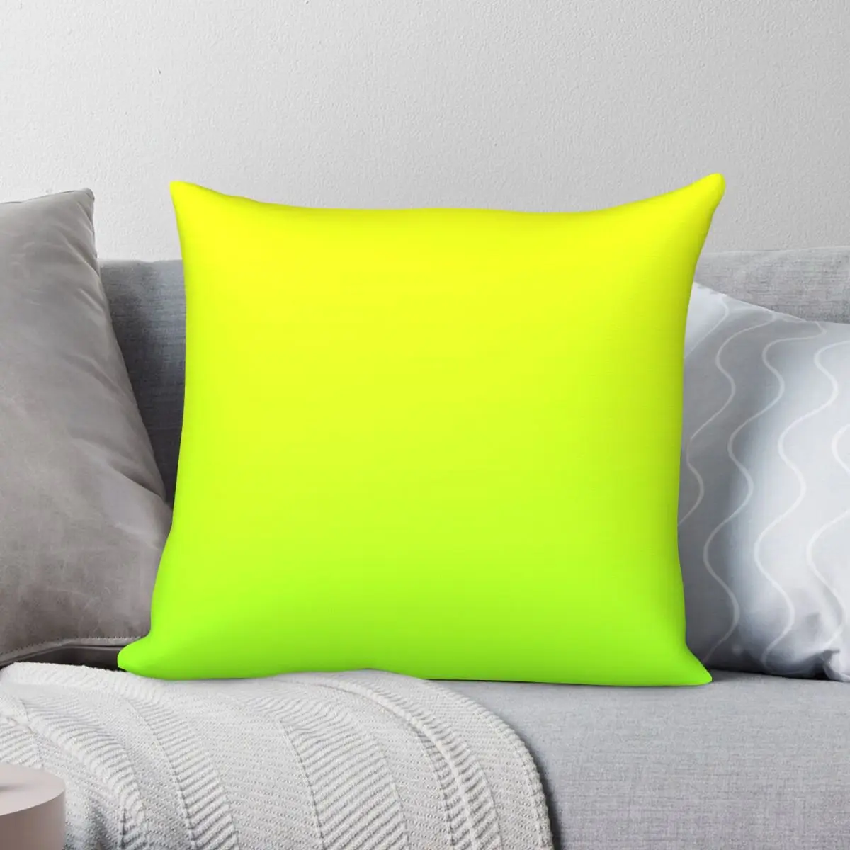 

Yellow Lime Green Ombre Square Pillowcase Polyester Linen Velvet Creative Zip Decor Pillow Case Room Cushion Case 45x45