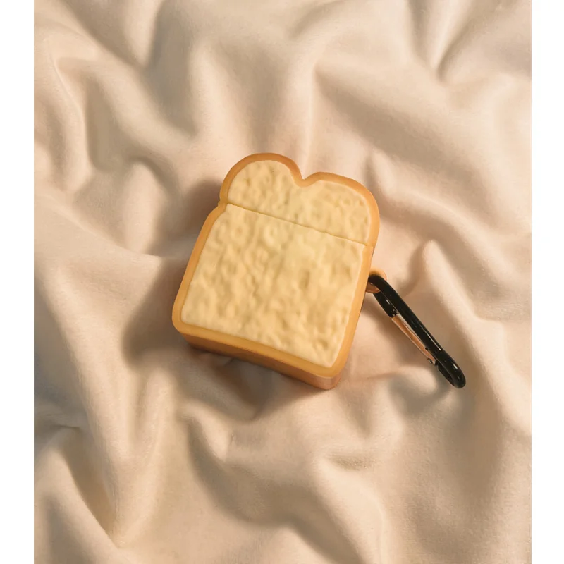 Kawaii Wacky Toast Bread Headphone Case for Airpods 1 2 3 Pro Anime Silicone 3D Cute Funny Protective Cover with Keychain