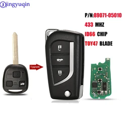 Jingyuqin Upgrade zdalny klucz samochodowy 434Mhz toy47 4d66 Chip dla Toyota Yaris Avensis Corolla Carina itp. kontrola P/N:89071-05010...