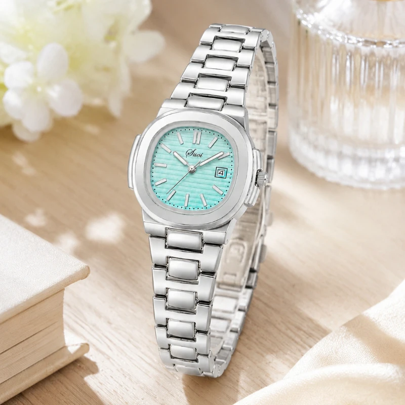 Fashion Silver Square Dial Women's Watches Luxury Stainless Steel Ladies Quartz Wristwatch High-end Elegant Watches for Woman