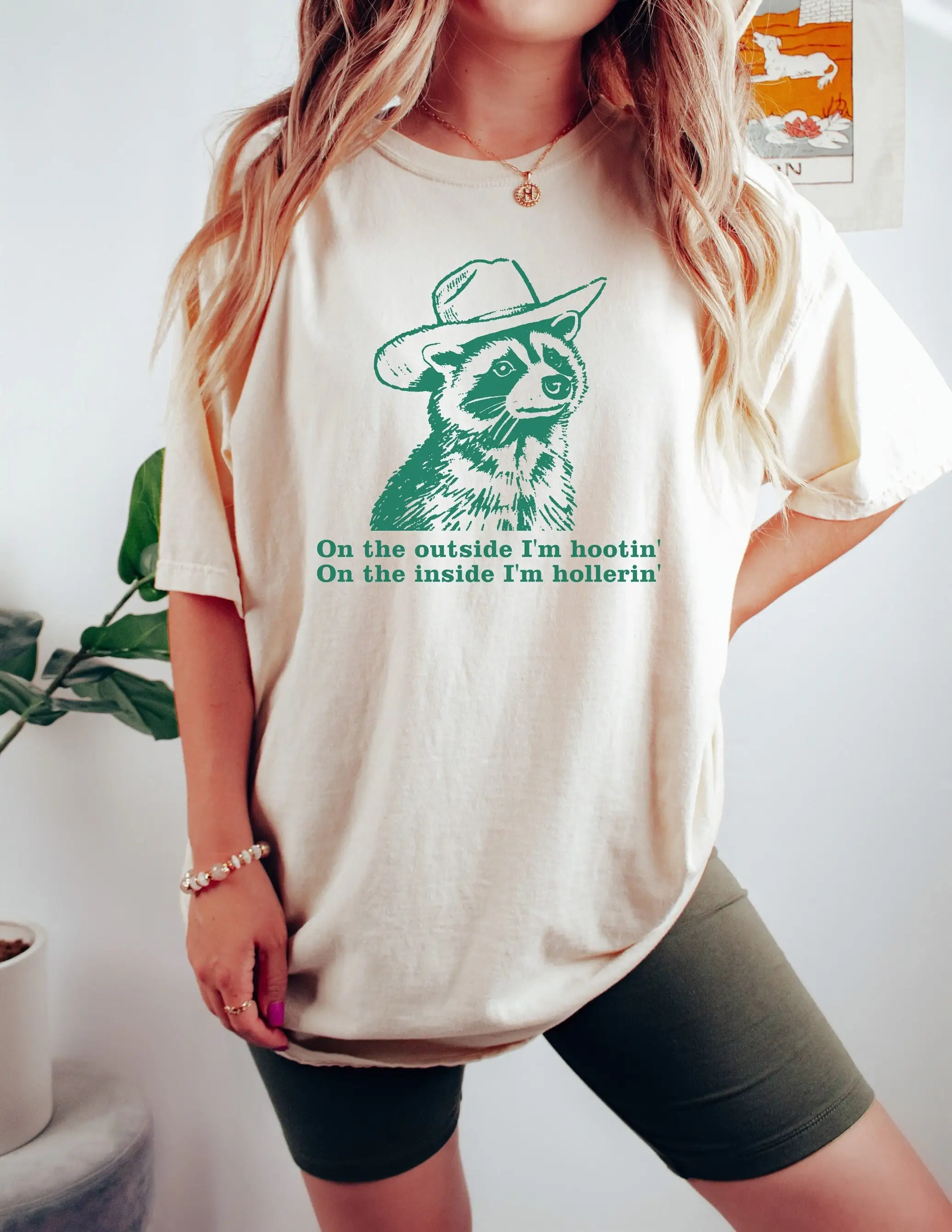 On The Outside I'm Hootin Inside Hollerin Comfort Colors T Shirt Cowboy Meme Sarcastic Funny Wild West