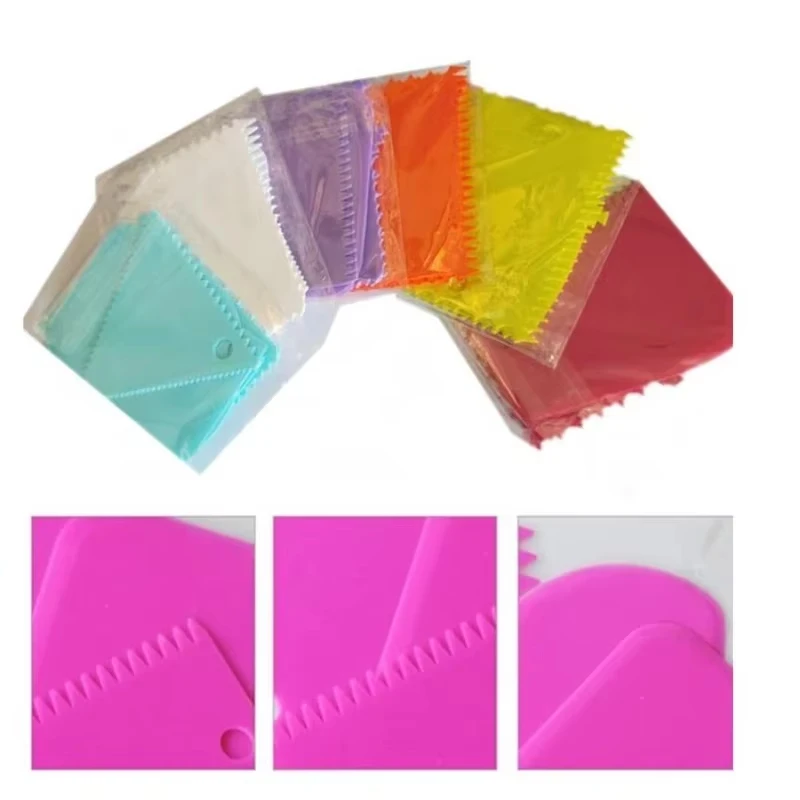 3PCS Cream Scraper Smoother Irregular Teeth Edge DIY Comb Cake Decorating Fondant Pastry Cutters Baking Tools,Many Colors
