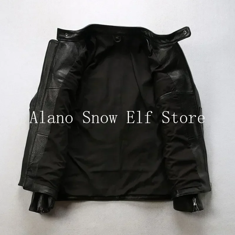 Fashion 2025 New Cowhide Leather Jacket Men's Black Clothing Motorcycle Biker Coats Natural Genuine Leather Casual Jackets