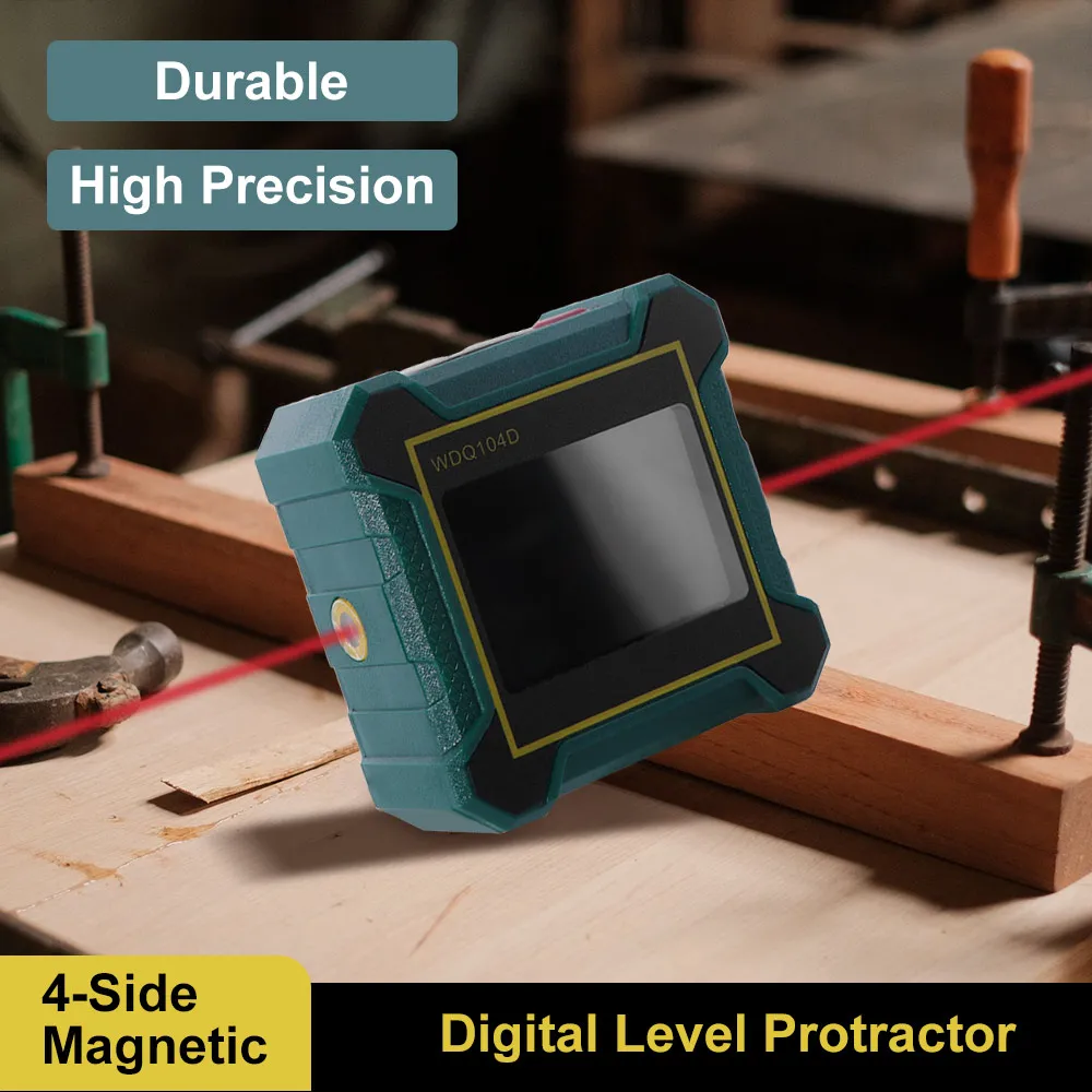 4-Side Magnetic Digital Level Protractor 360 Degree Magnetic Base Laser Angle Gauge Accurate Dual Laser Tilt Angle Box Carpentry