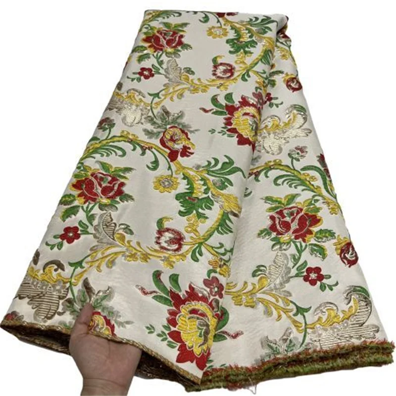 Imagem -06 - Multicolorido Africano Tule Tecido de Renda Cetim Metros 2023 Nigeriano Brocado Jacquard Renda para Costura Vestido Pano Alta Qualidade