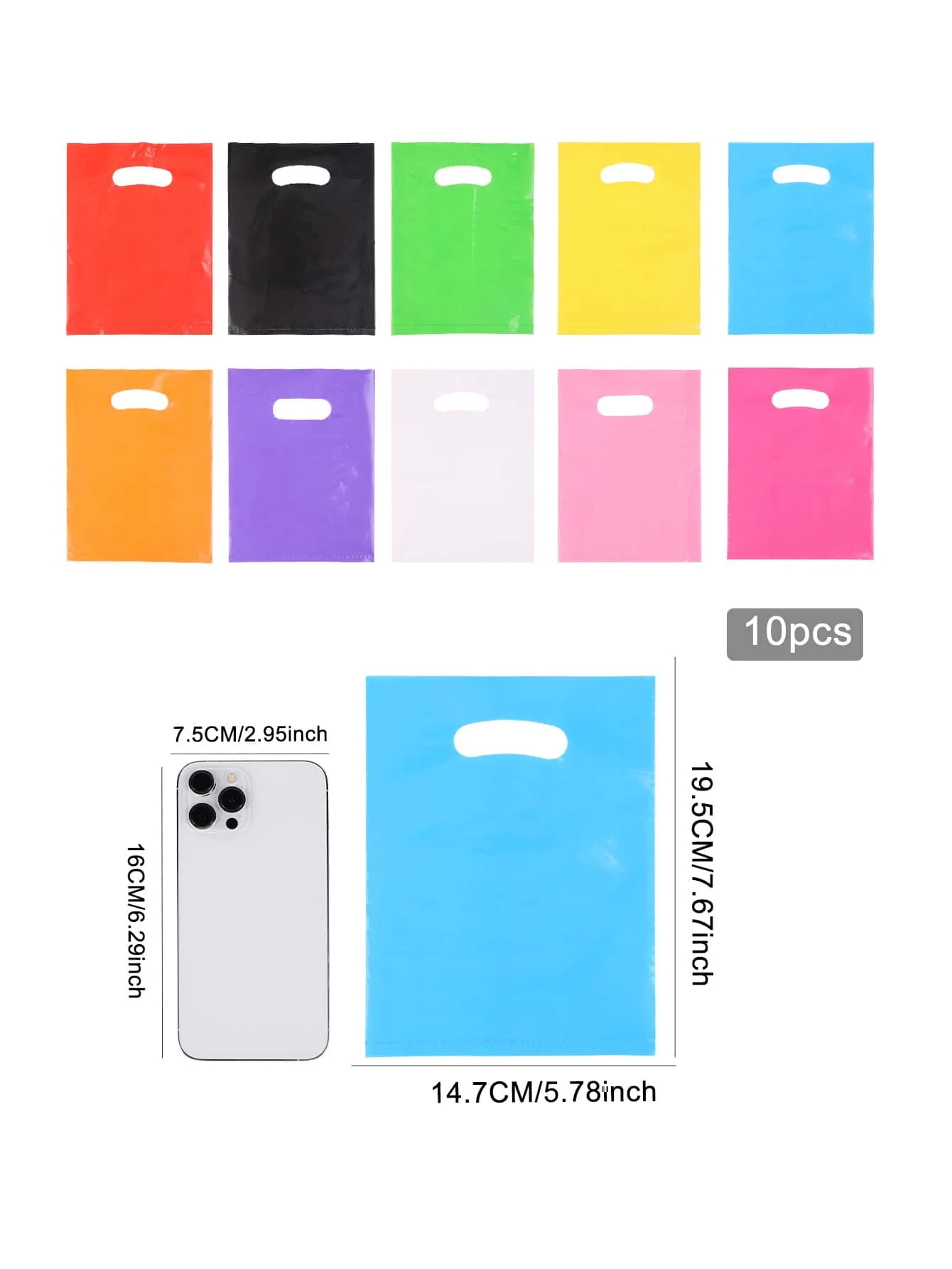 10pcs Plain Color Gift Bag, Simple Portable Plastic Gift Bag For Birthday Party