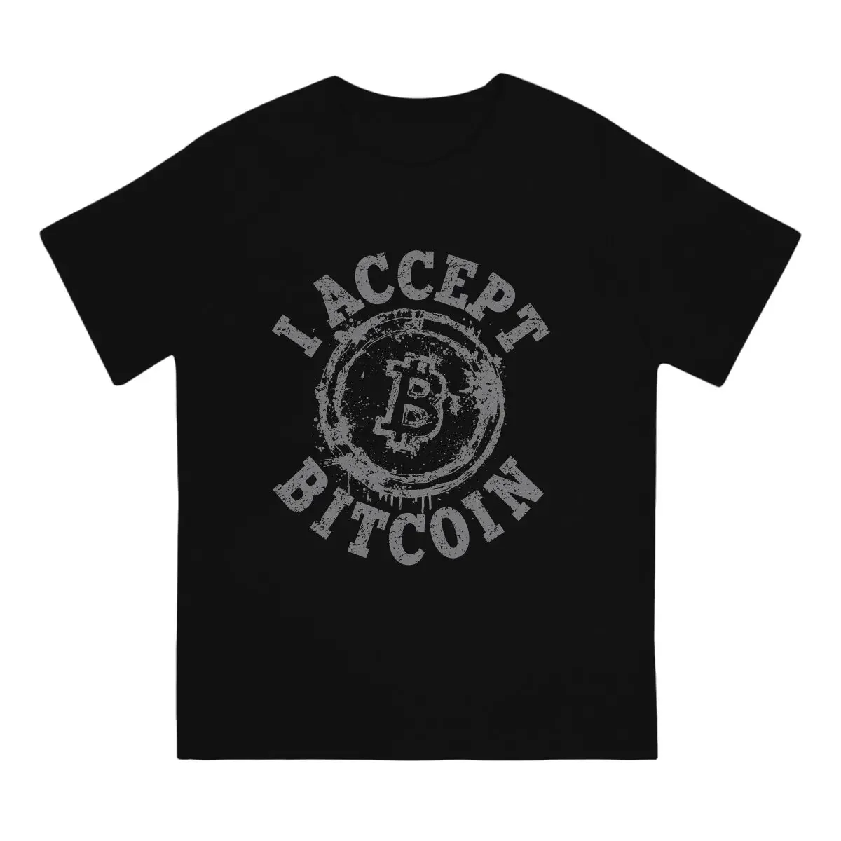 I Accept Bitcoin T Shirts Men's  100% Cotton Vintage T-Shirt Crewneck Cryptocurrency Art Tee Shirt Short Sleeve Tops Gift Idea