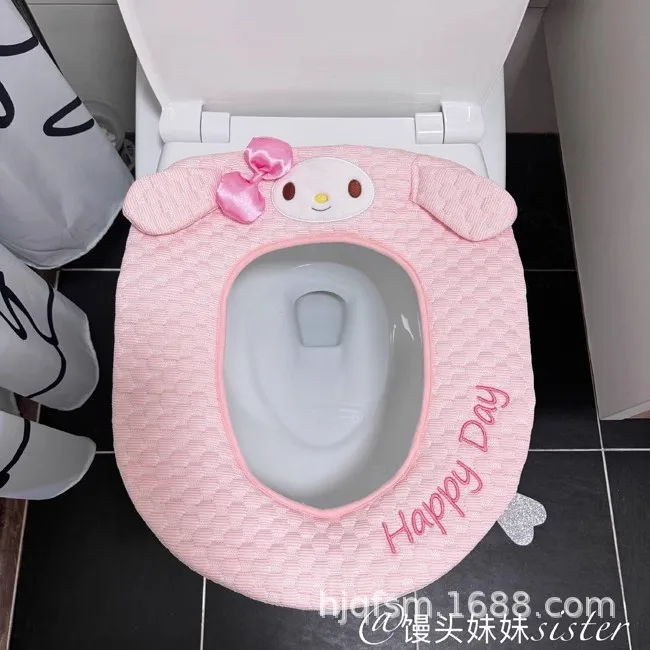 Sanrio Hello Kitty Cute Kuromi Melody Cartoon Toilet Mat Sticky Button Toilet Seat Pad Toilet Cover Toilets Mat Decoration Gifts