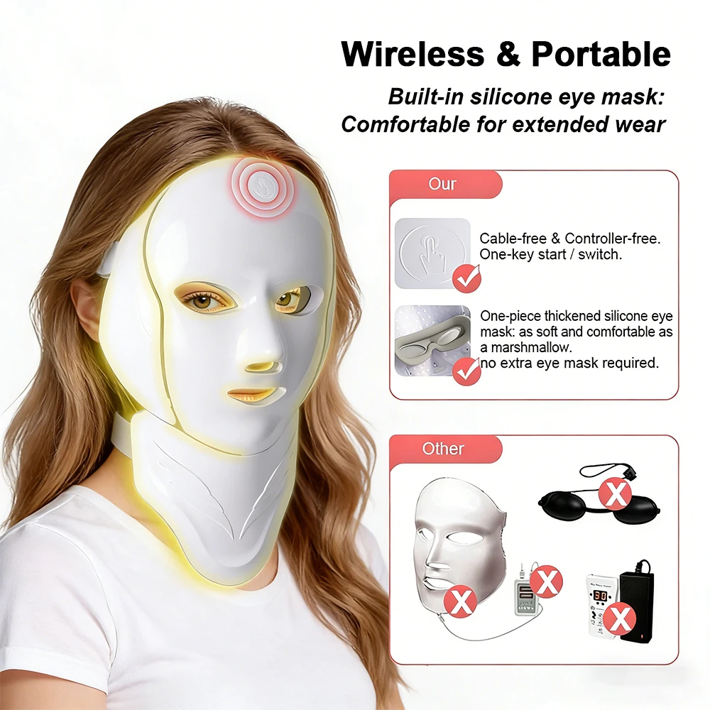 Draadloos 7 kleuren LED gezich - Led Light Therapy Face Mask recensie en prijs