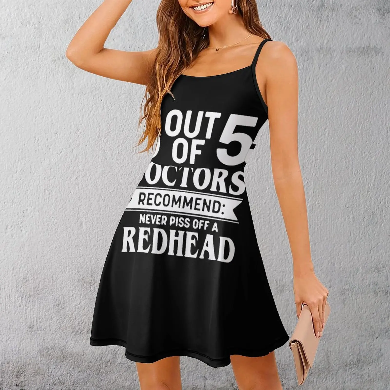 

Экзотическая футболка с гумором и предупреждением от красных головок, женское платье на бретельках, женское платье с юмором для отдыха, классическое платье на бретелях