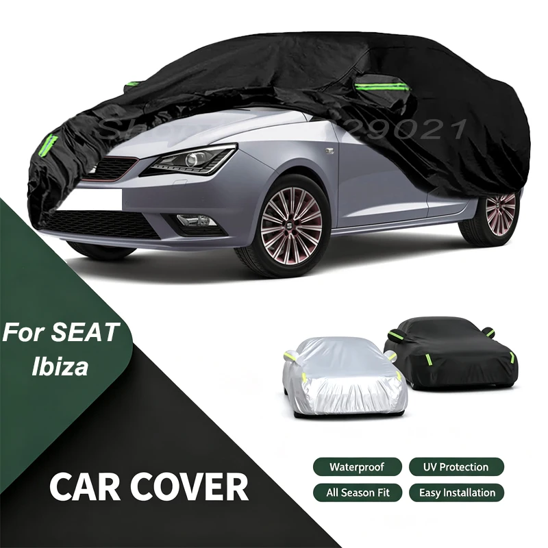 Full Car Cover For SEAT Ibiza All Weather Outdoor Snow Sun UV Dustproof with Reflective Strips Wind Straps