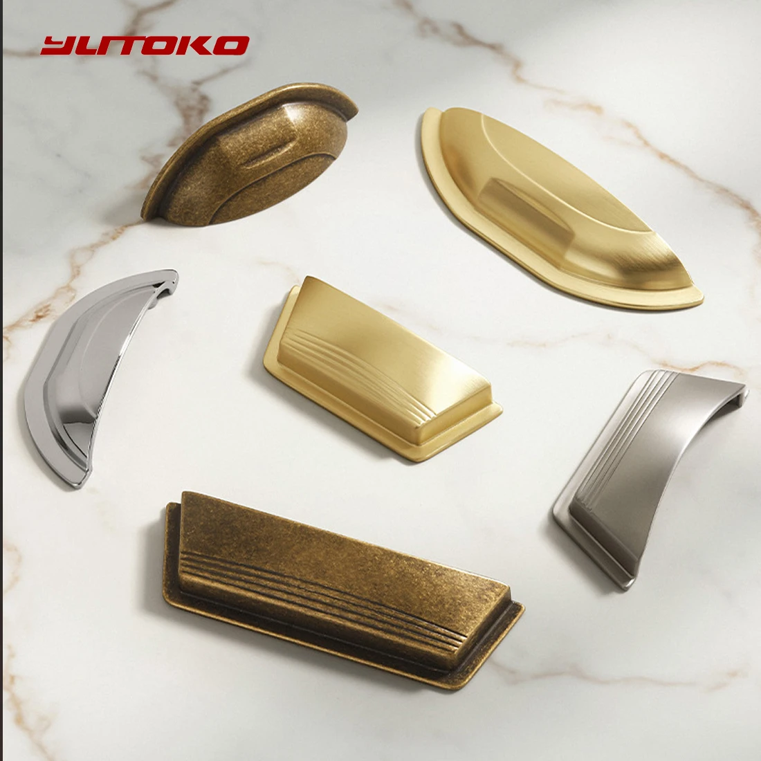Yutoko Vintage Zinc Alloy Cabinet Furniture Knobs Cupboard Door Drawer Handles Hardware Accessories Antique Brass Shell Pulls ﻿