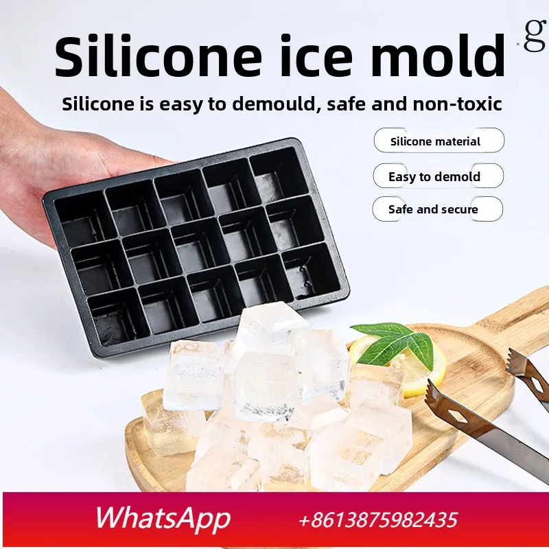 

Yjq 4pcs silicone ice grid, easy demoulding, quick-freezing and odor-free 15 grid square ice-making summer drink mold
