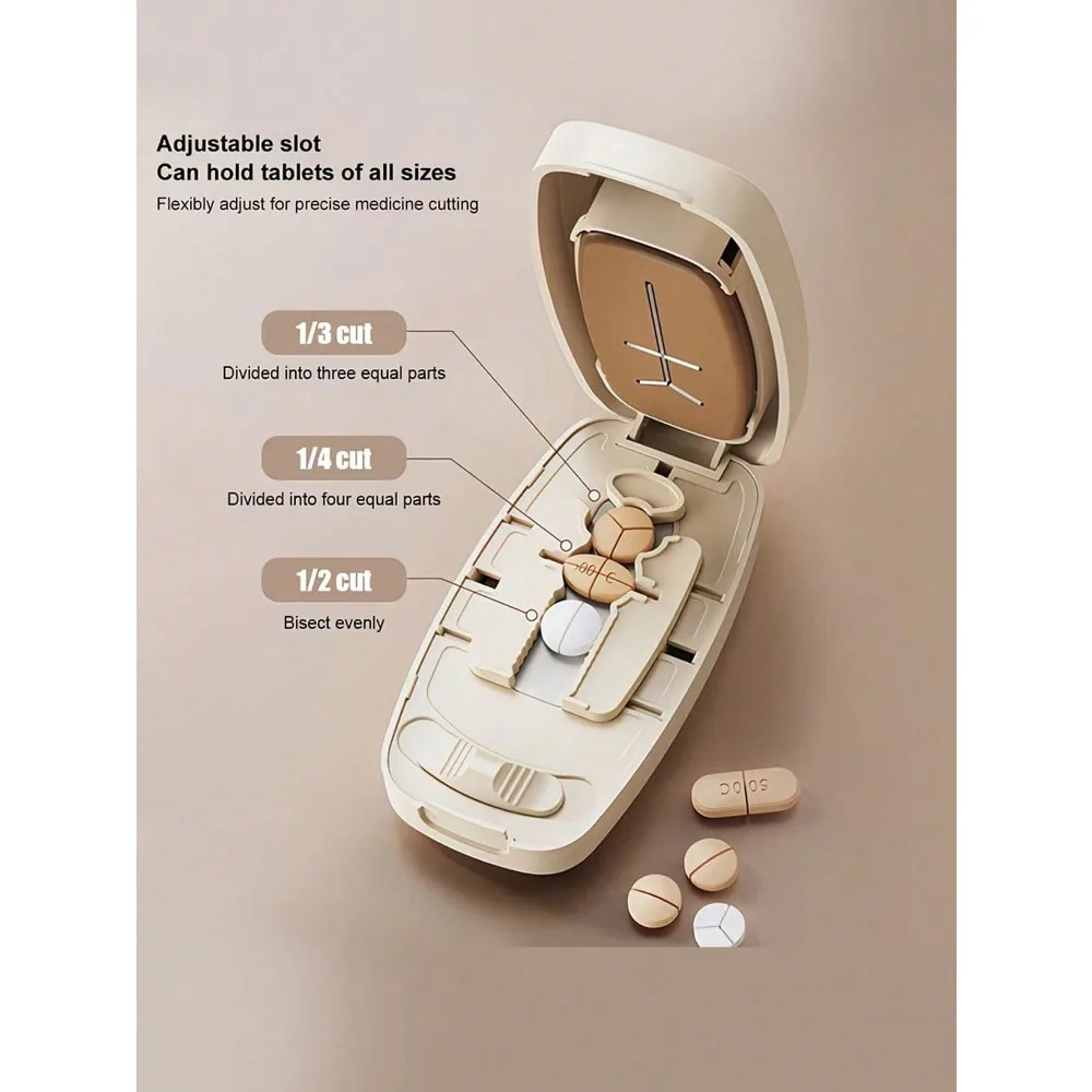 

Portable Pill Box With "MEDICANE Bag" Text And Cross Logo, Can Cut Various Sizes Of Pills, Precisely Cut 1-2 Pills At A Time, Convenient Medicine Storage Box, Suitable For Daily Use And Travel, Plastic Material, Suitable For Birthday, Back To School, Moth