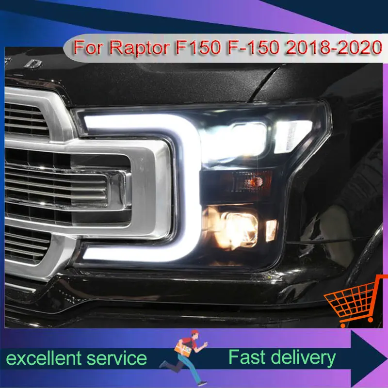 

LED Headlights For Ford Raptor F150 F-150 2018-2020 Upgrade Refit Auto Assembly Front Lamps DRL Dual Project Lens Xenon Lights