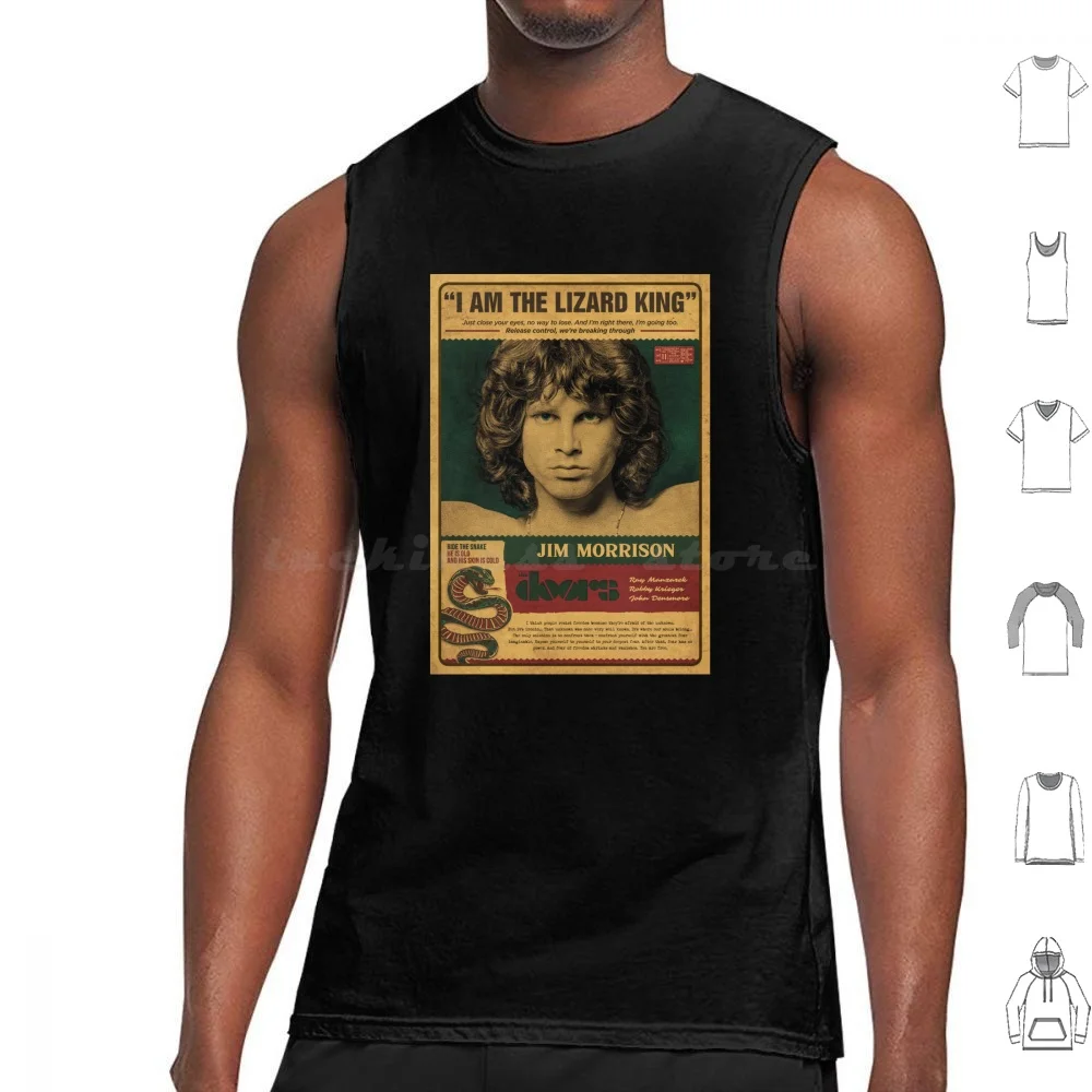 Jim Morrison-Lizard King Tank Tops Print Cotton Jim Morrison Lizard Lizard King Morrison Doors Retro Vintage Concert Band