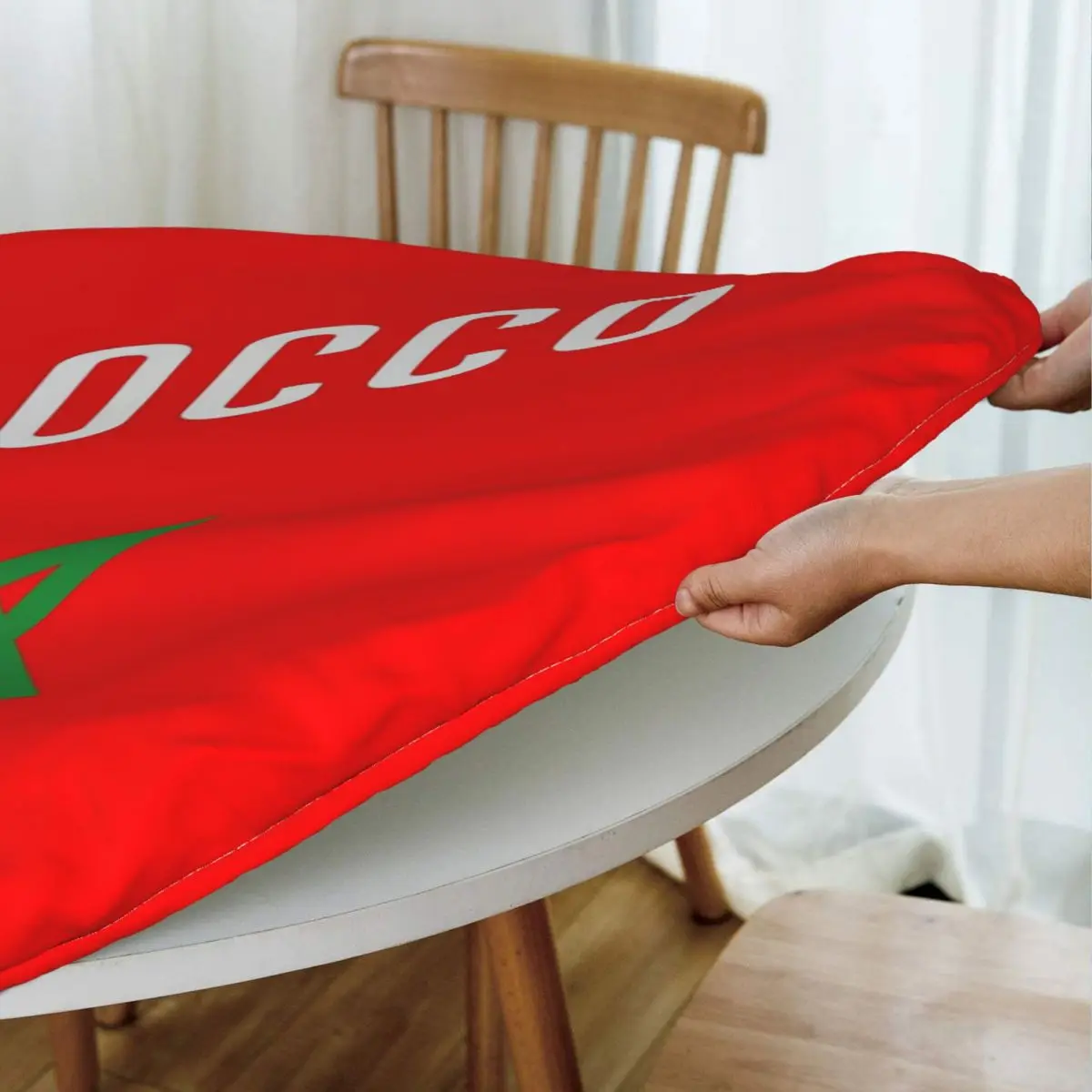 Flag Of Morocco Moroccan Flag Waterproof Round Tablecloth Oilproof Table Cloth for Kitchen Events Dining Table Cover