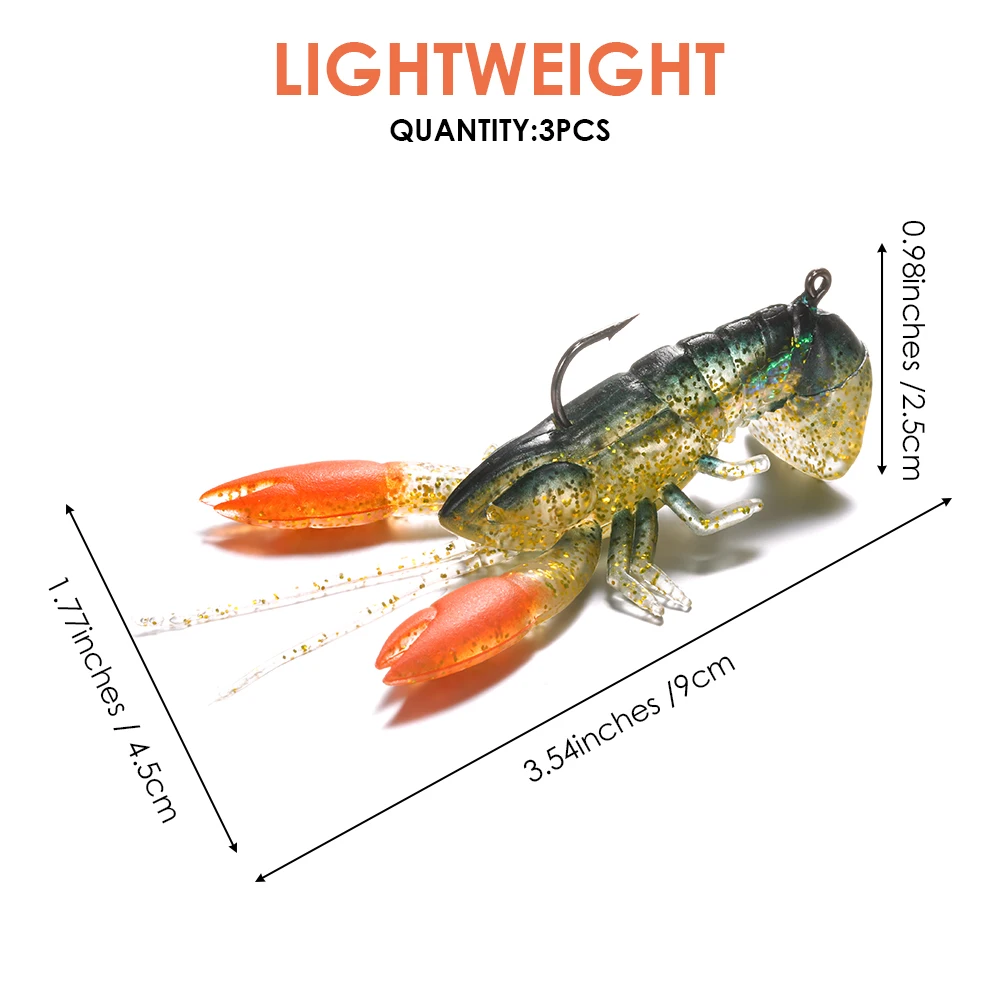 Lixada 8cm / 14g Macio Lagostins Camarão Lagosta Garra Isca Artificial Isca Swimbait