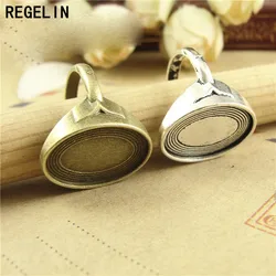 REGELIN Vintage Style Antique Silver/antique bronze Ring Cabochon Base 20pcs/lot size inner 18x13mm Fit Jewelry Making Findings