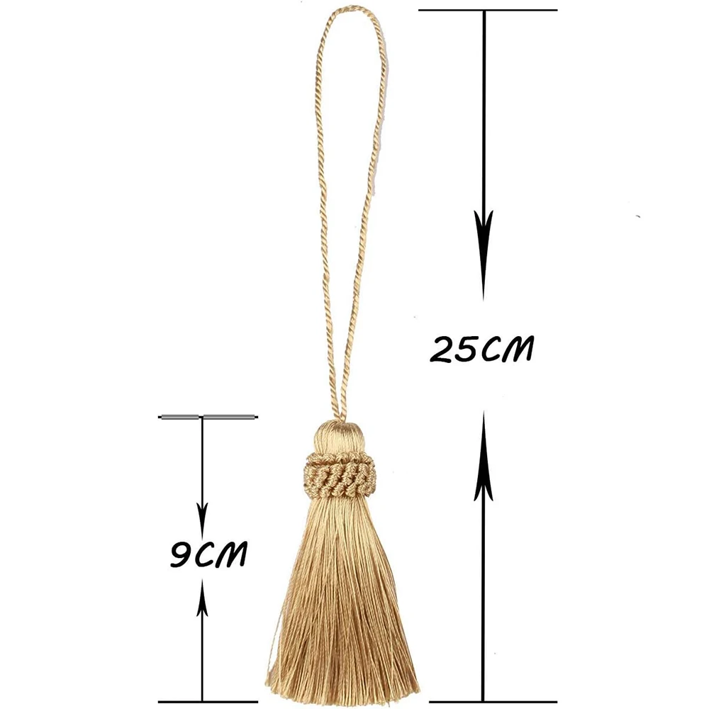 4Pcs Decorative Curtains Doors Tassles Bookmark Small Tassel for Crafts Keychains Trim Silk Tassels Keychain Golden Fringe Brush