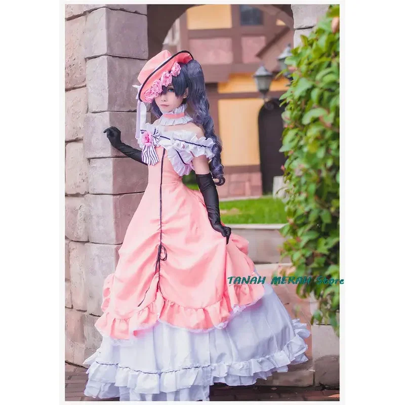 

Anime Black Butler Kuroshitsuji Ciel Phantomhive Cosplay Sleeveless Lace Maid Cut Full Dress Uniform Outfit Princess Costumesa;2