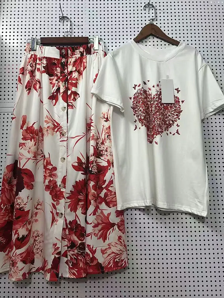 Conjunto De Dos Piezas Retro De Verano, Camiseta De Cuello Redondo Y Manga Corta + Falda Grande Con Botones Y Cintura Elástica, Traje De Moda Para Mujer — -50%, 49.69€ Coupon, from 49.69€ – 50% descuento – €49.69