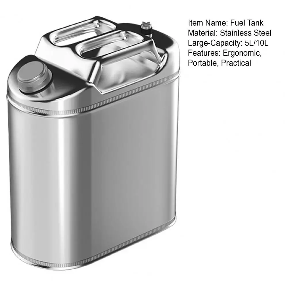 5L/10L Metal Fuel Container Stainless Steel Gas Can Jar With Handle Leak-Proof Fuel Tank For Trucks Cars Motorcycle Equipment
