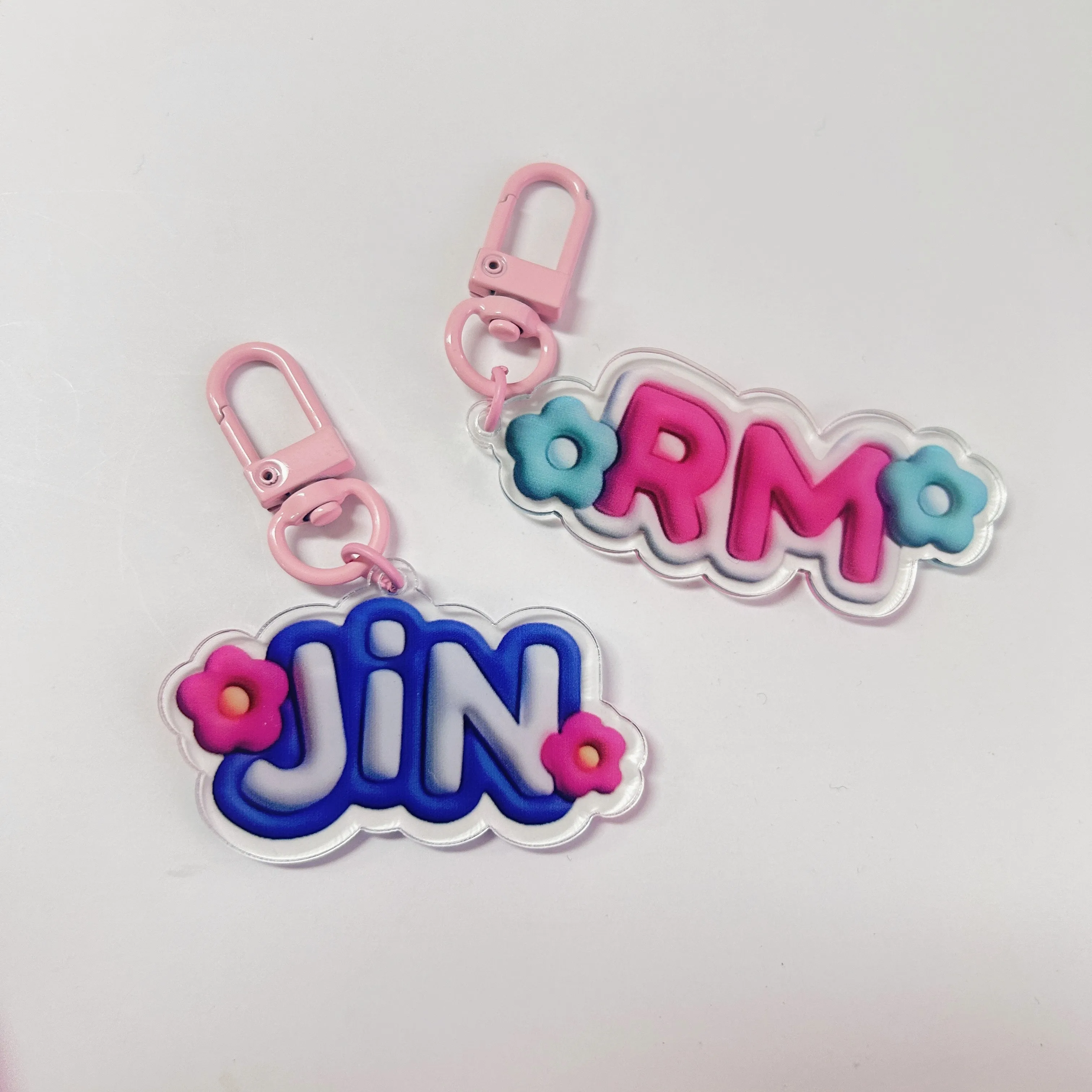 Kpop Acrylic Name Cute Keychain Jung Kook Jin Jhope Jimin Bag Pendant Decoration Charm Keyring Fans Gift Collectible Accessories