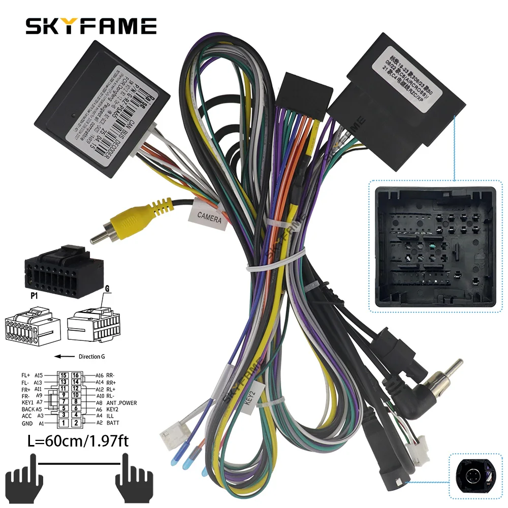 RAISE 16Pin Car Wiring Harness Adapter Canbus Box Android Radio Power Cable For Peugeot 3008 5008 Citroen C5 Aircross G-RZ-PSA65