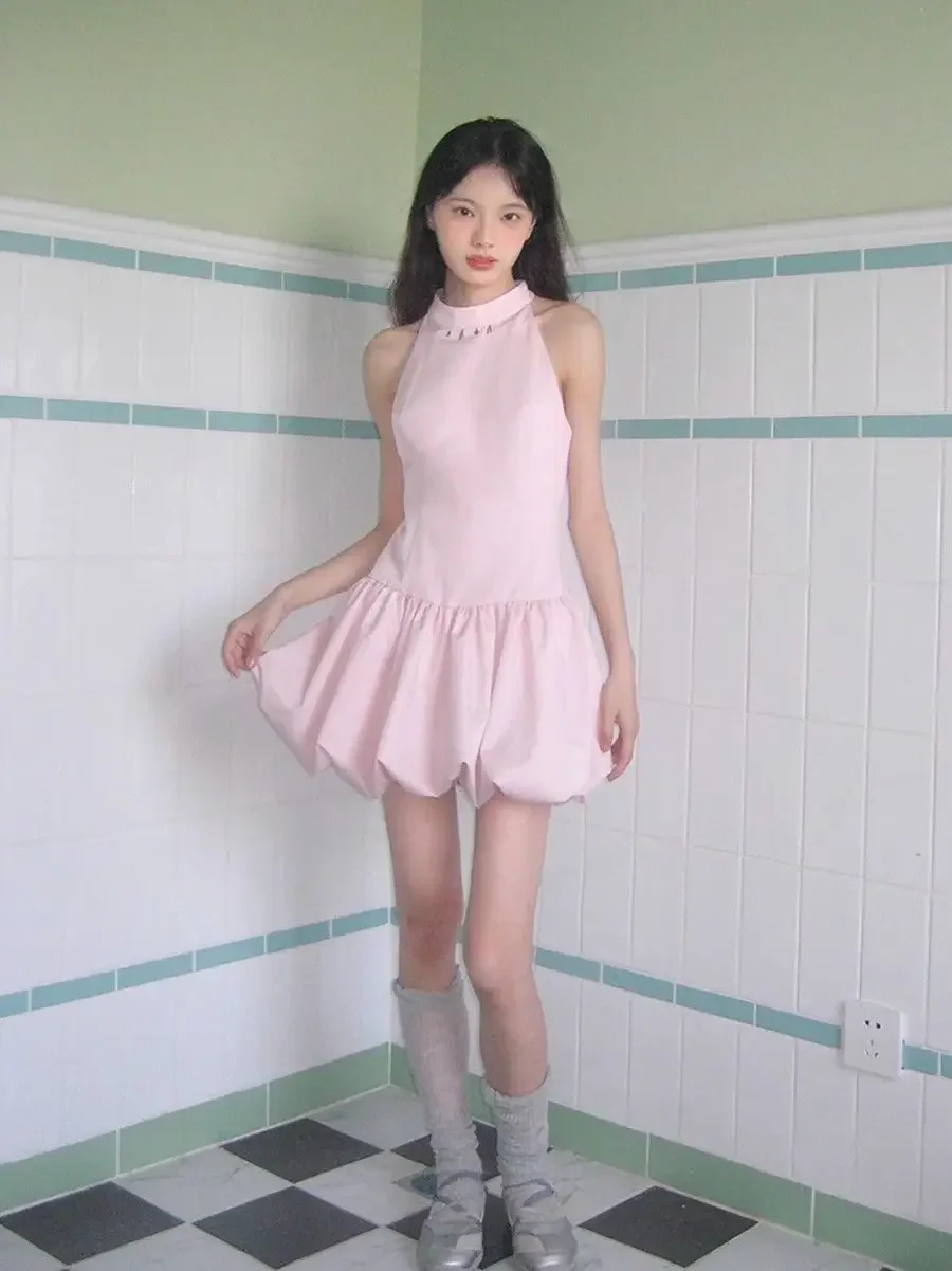 

French Pink Dress, New Summer 2026, Sleeveless, Flower Petal, and Short Skirt for Girls