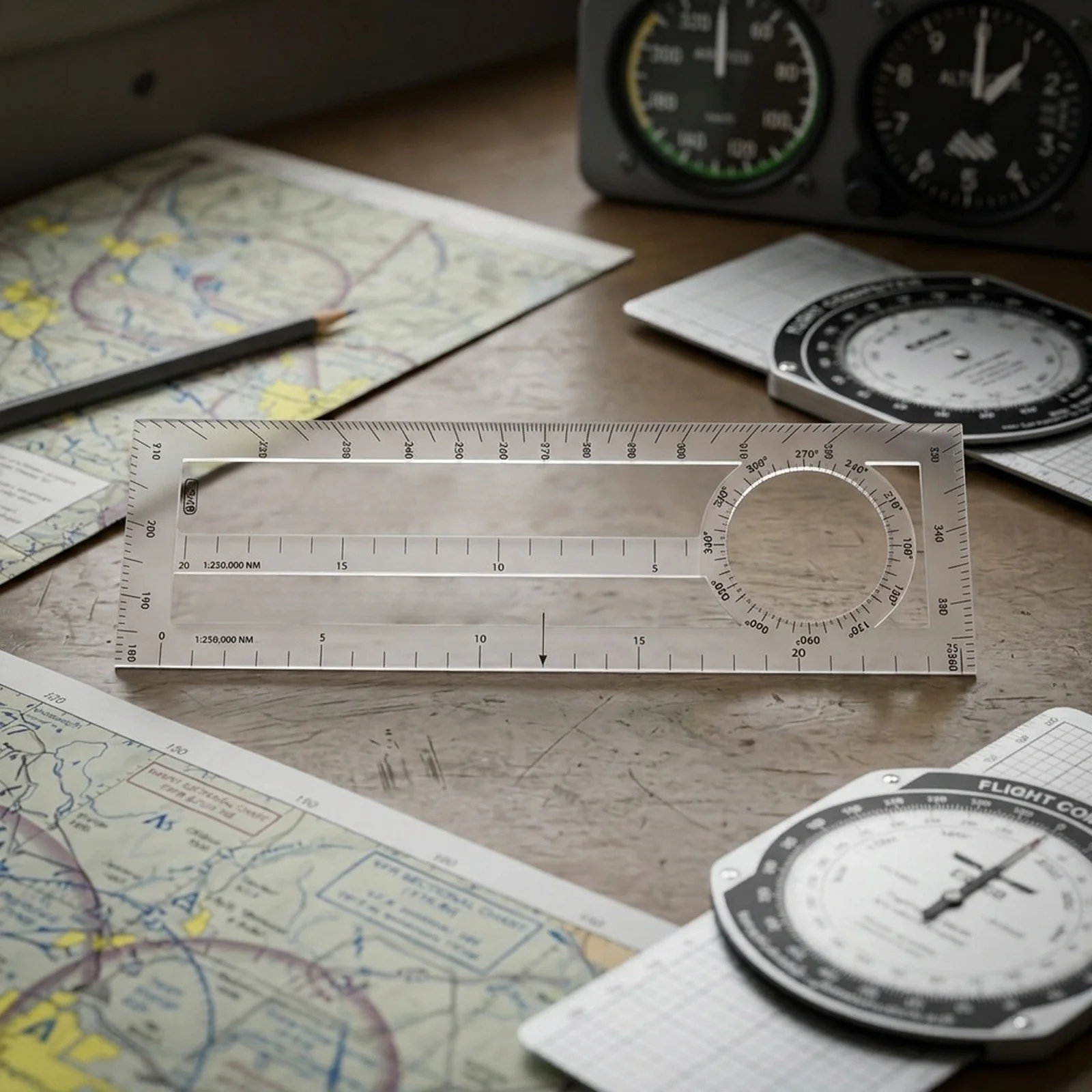 CNP-1 Professional Flight Slide Rule for Paper Chart Use with High Light Transmittance 16.8 x 6.2 cm Transparent